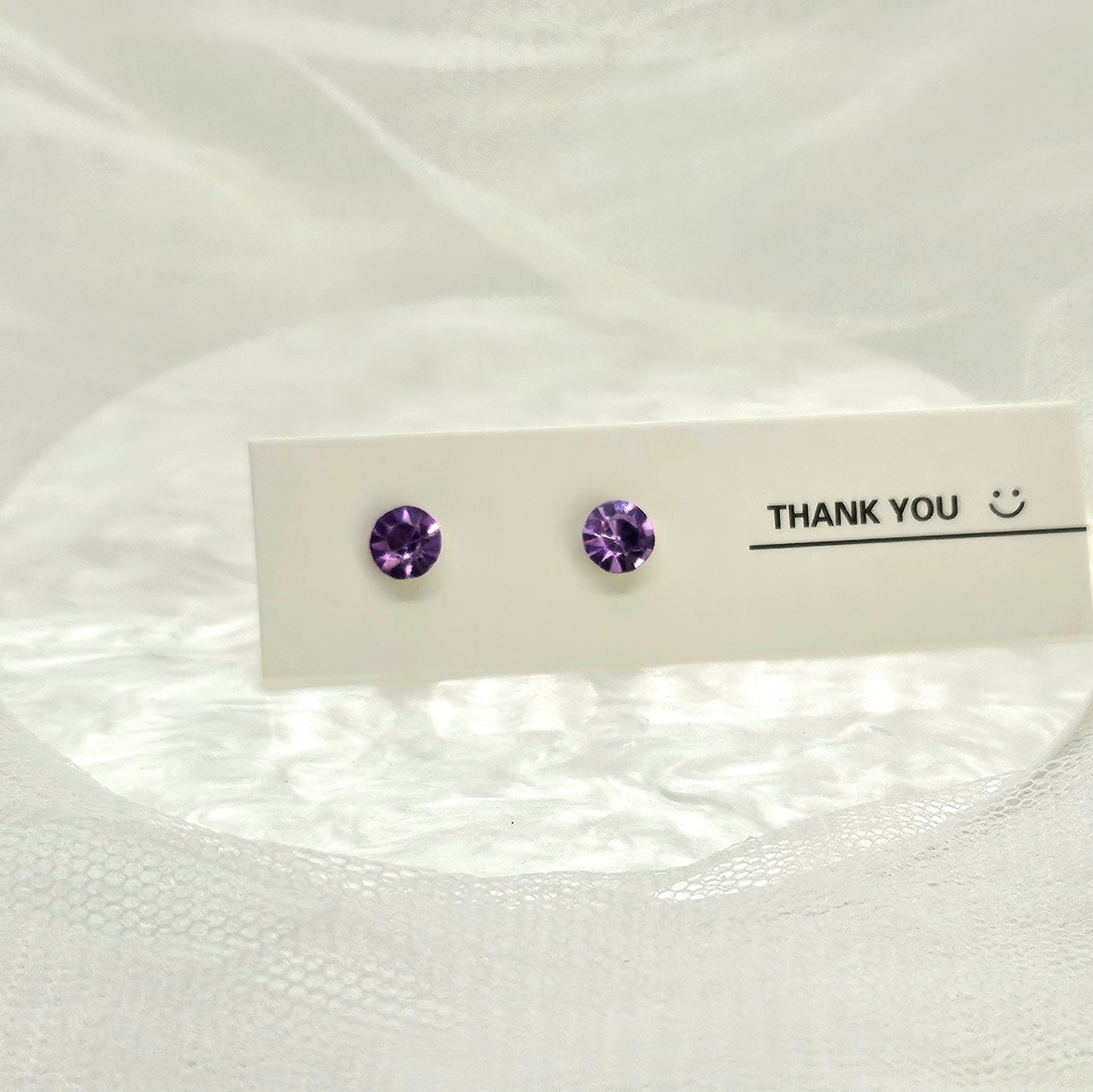 Birthstone Stud Earrings – 12 Colors for 12 Months (Glass Crystal Beads)