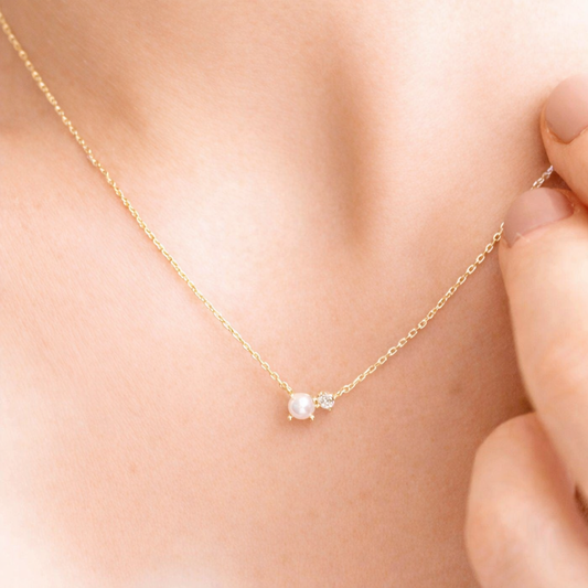 Pearl & Crystal Gold Necklace